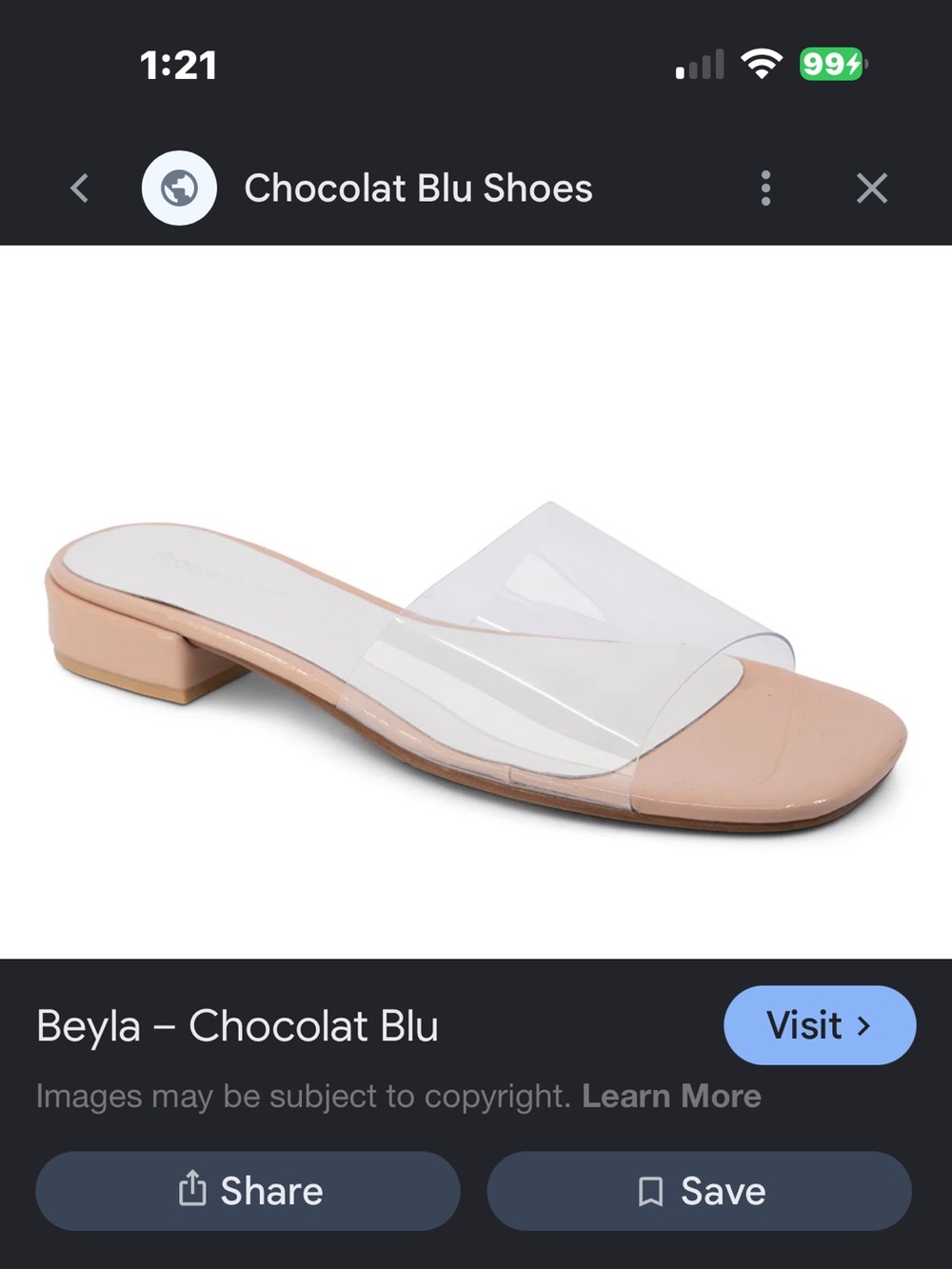 Chocolat Blu Nude Patent Slide with Clear PVC Strap